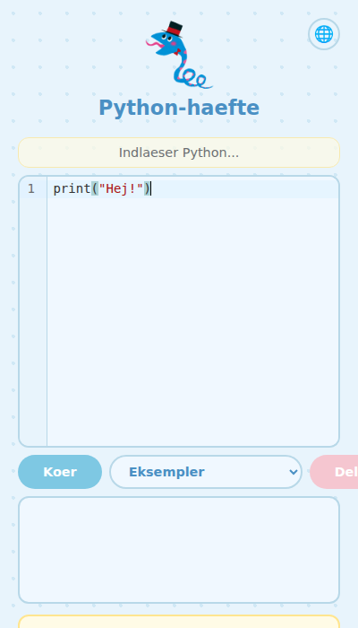 Skaerm med Python-kode der skrives