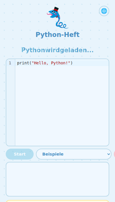 Bildschirm zeigt die App im Browser geöffnet