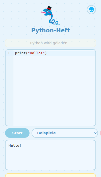 Bildschirm mit Code-Ergebnissen