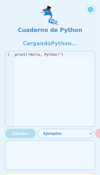 Pantalla mostrando la app abierta en el navegador