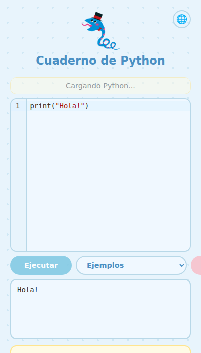 Pantalla mostrando los resultados del código