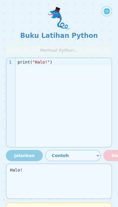Layar yang menampilkan hasil kode