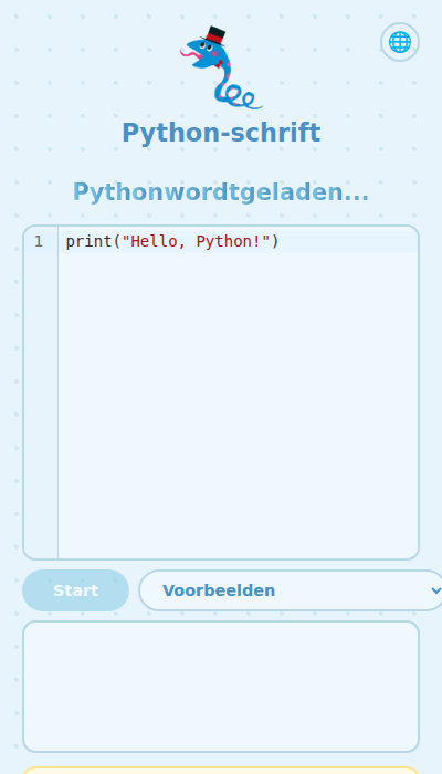 Scherm met de app geopend in een browser