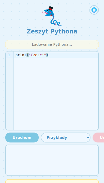 Ekran z wpisywanym kodem Python