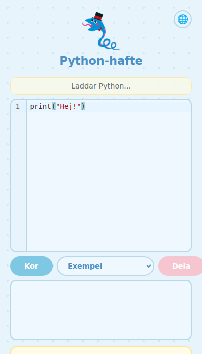 Skarm med Python-kod som skrivs