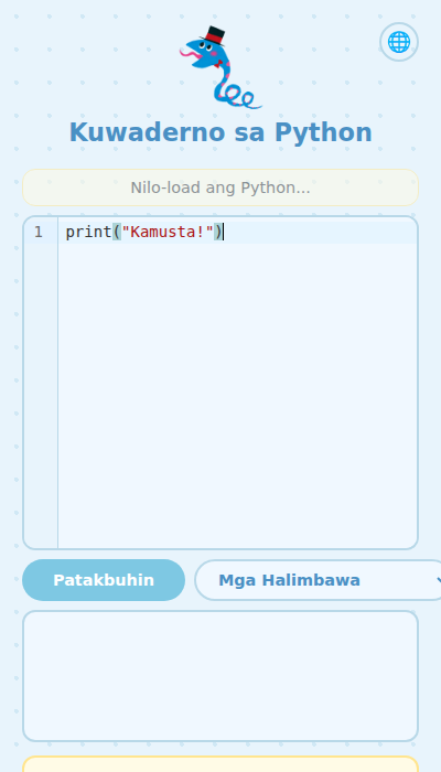 Screen na nagpapakita ng Python code na sinusulat